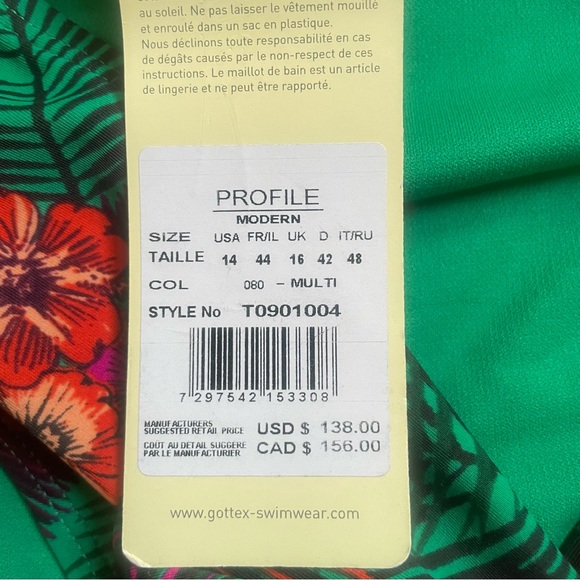 Gottex Profile Modern Tropical Bikini Bottom NWT - Picture 10 of 10